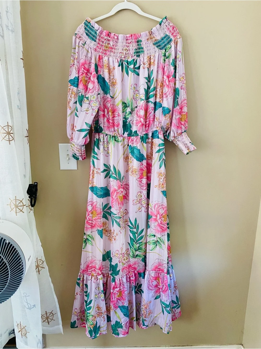 Boston Proper NWT Floral Blooms Pink Floral Off-Shoulder Maxi Dress Size Small - Picture 10 of 11